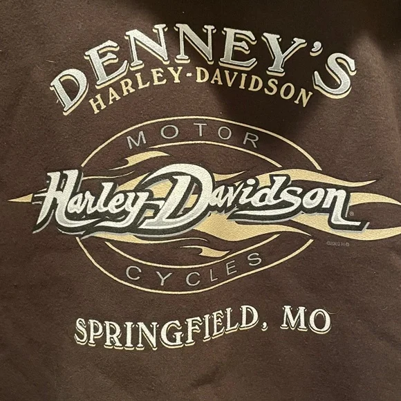 Harley-Davidson Motorcycles Men’s XLL Dark Brown Zip-Up Draw string Hoodie 2009 - Picture 9 of 16
